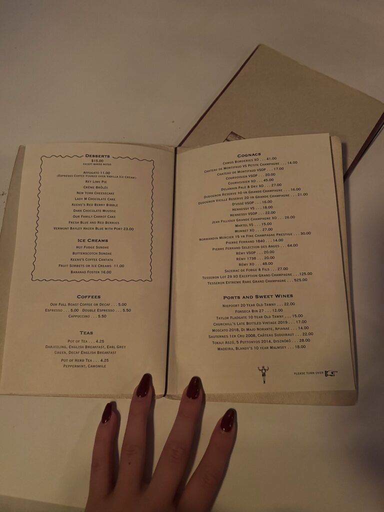 Keens Steakhouse Menu 3